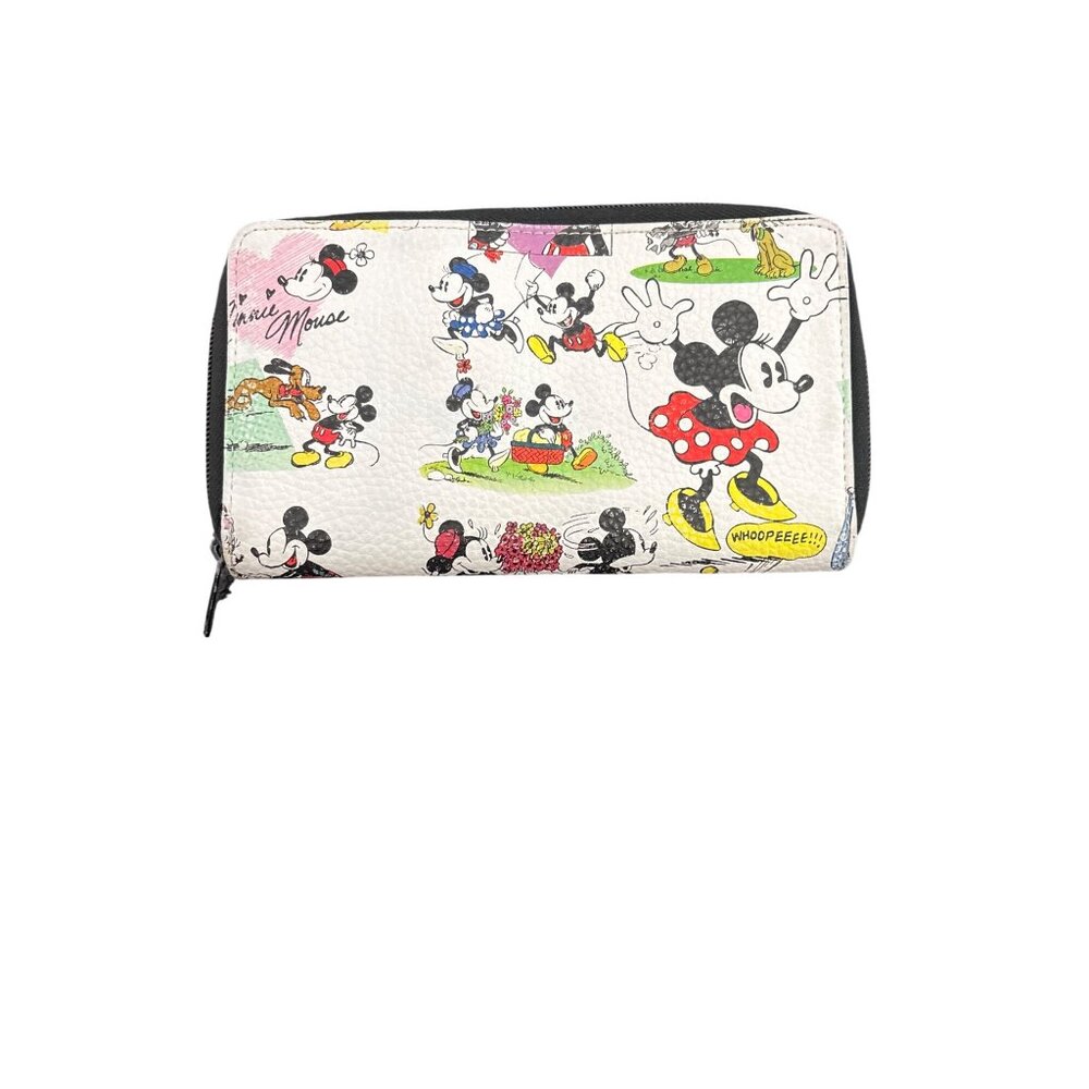 Disney Mickey & Minnie Mouse Printed Wallet With Zip Around Closure NWOT